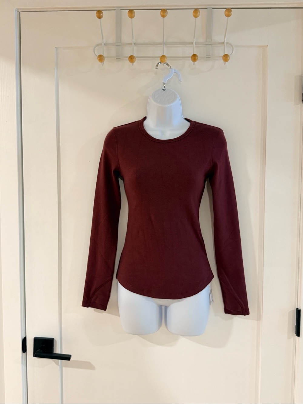 LAYERE Organic Cotton Full length Long Sleeve Top Cherry Red Brandnew - Picture 7 of 13